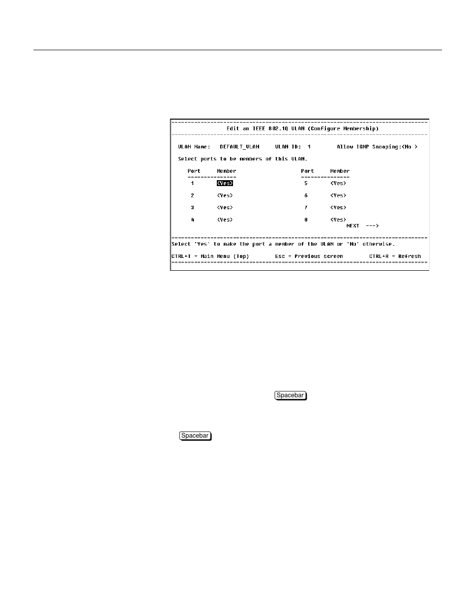 Edit an ieee 802.1q vlan (configure membership), Description | Intel NetStructure 470 User Manual | Page 100 / 155