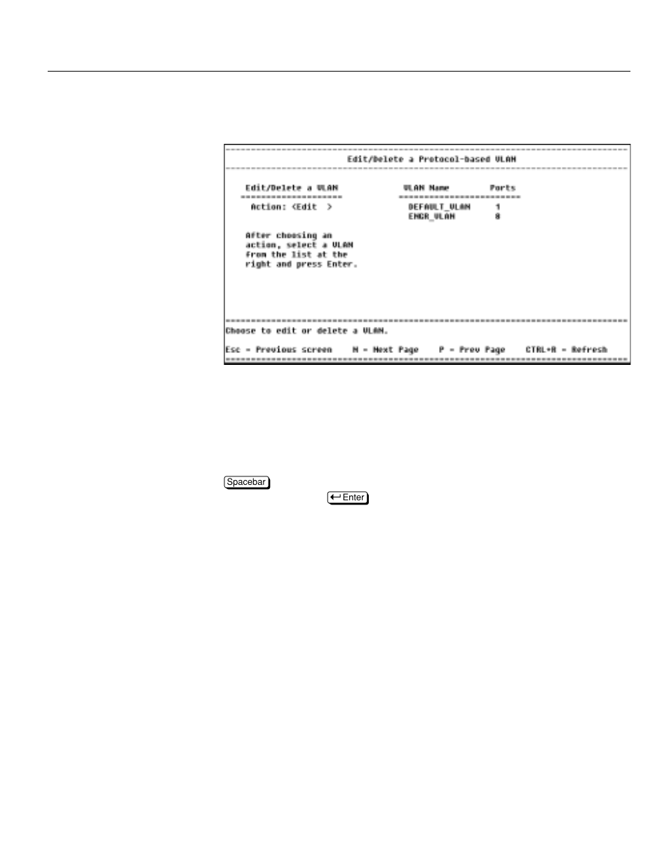 Edit/delete a protocol-based vlan, Description | Intel NetStructure 470 User Manual | Page 106 / 155