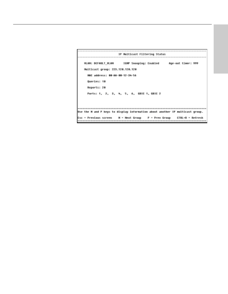 Igmp snooping status, Description | Intel NetStructure 470 User Manual | Page 115 / 155