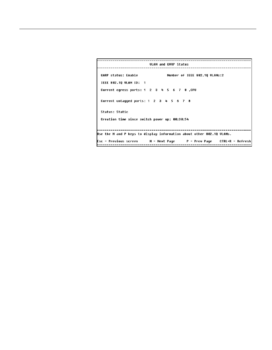 Vlan and gvrp status, Description | Intel NetStructure 470 User Manual | Page 118 / 155