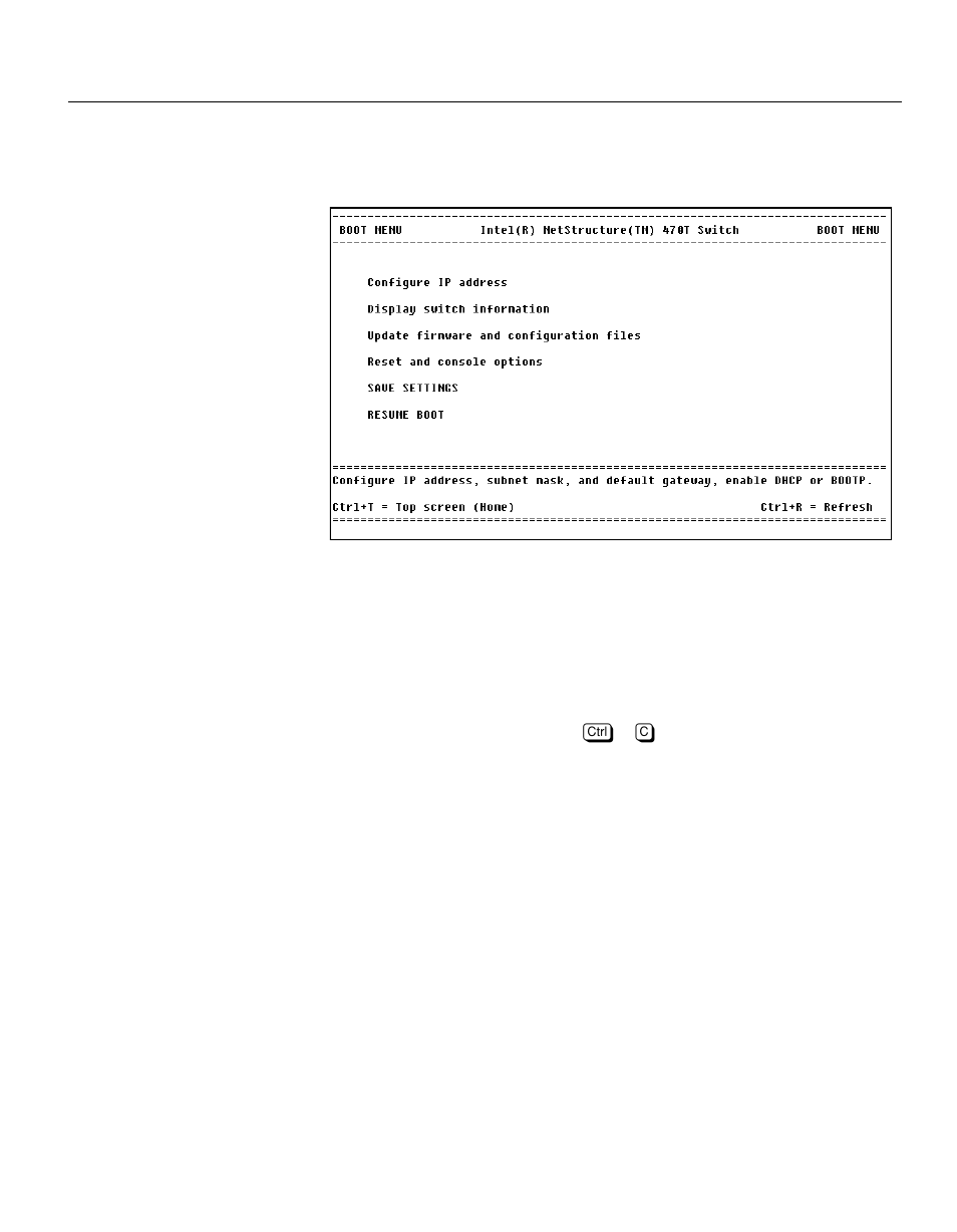 Boot menu, Description | Intel NetStructure 470 User Manual | Page 130 / 155