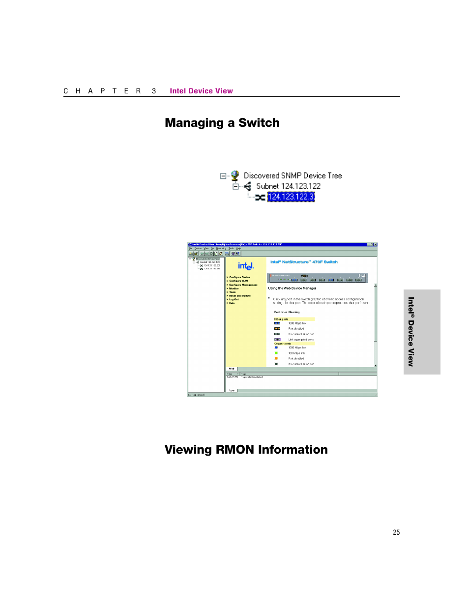 Managing a switch, Viewing rmon information | Intel NetStructure 470 User Manual | Page 31 / 155