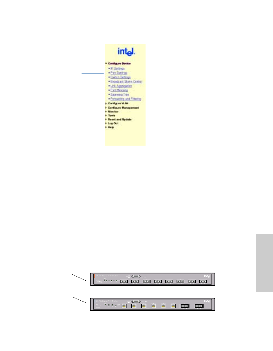 Using management screens, Switch faceplate graphic | Intel NetStructure 470 User Manual | Page 35 / 155