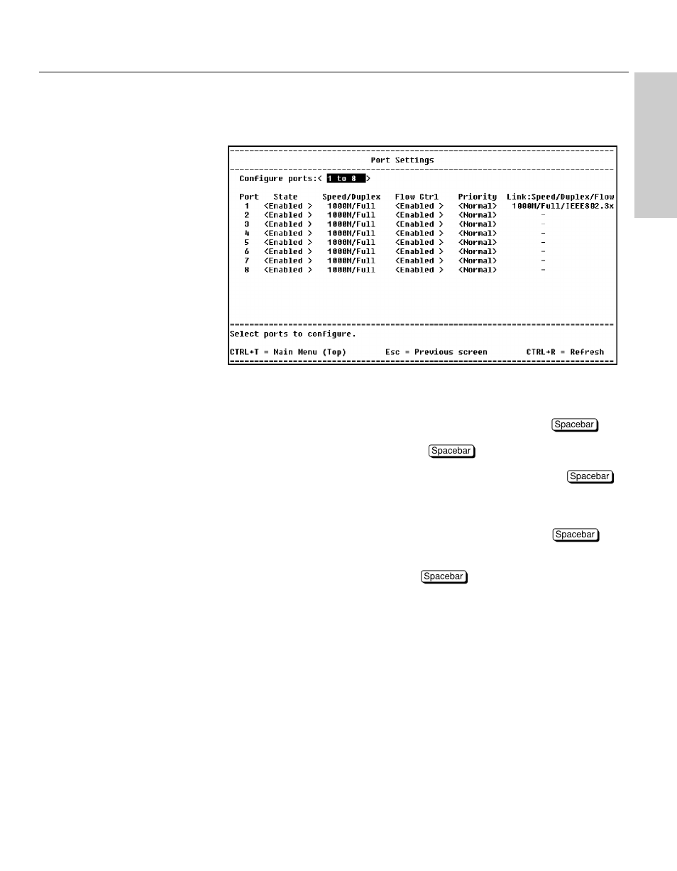 Port settings, Description | Intel NetStructure 470 User Manual | Page 61 / 155