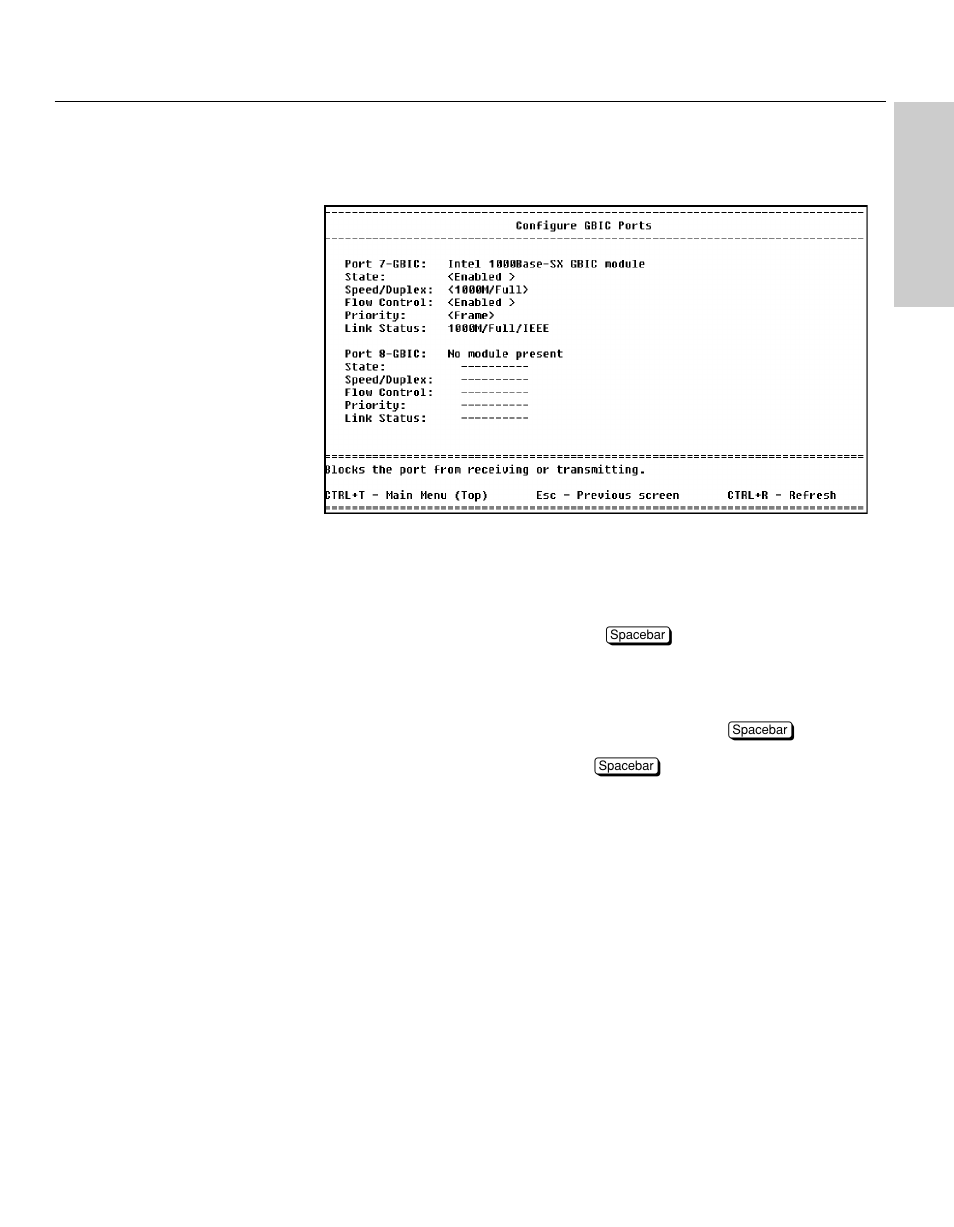 Configure gbic ports (470t only), Description | Intel NetStructure 470 User Manual | Page 63 / 155