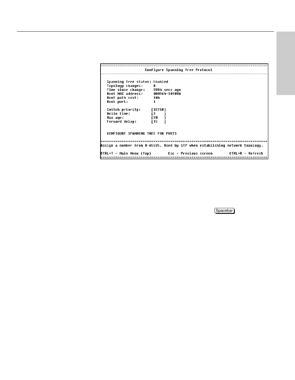 Configure spanning tree protocol, Description | Intel NetStructure 470 User Manual | Page 67 / 155