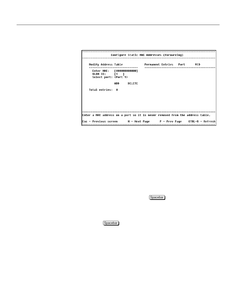 Configure static mac addresses, Description | Intel NetStructure 470 User Manual | Page 72 / 155