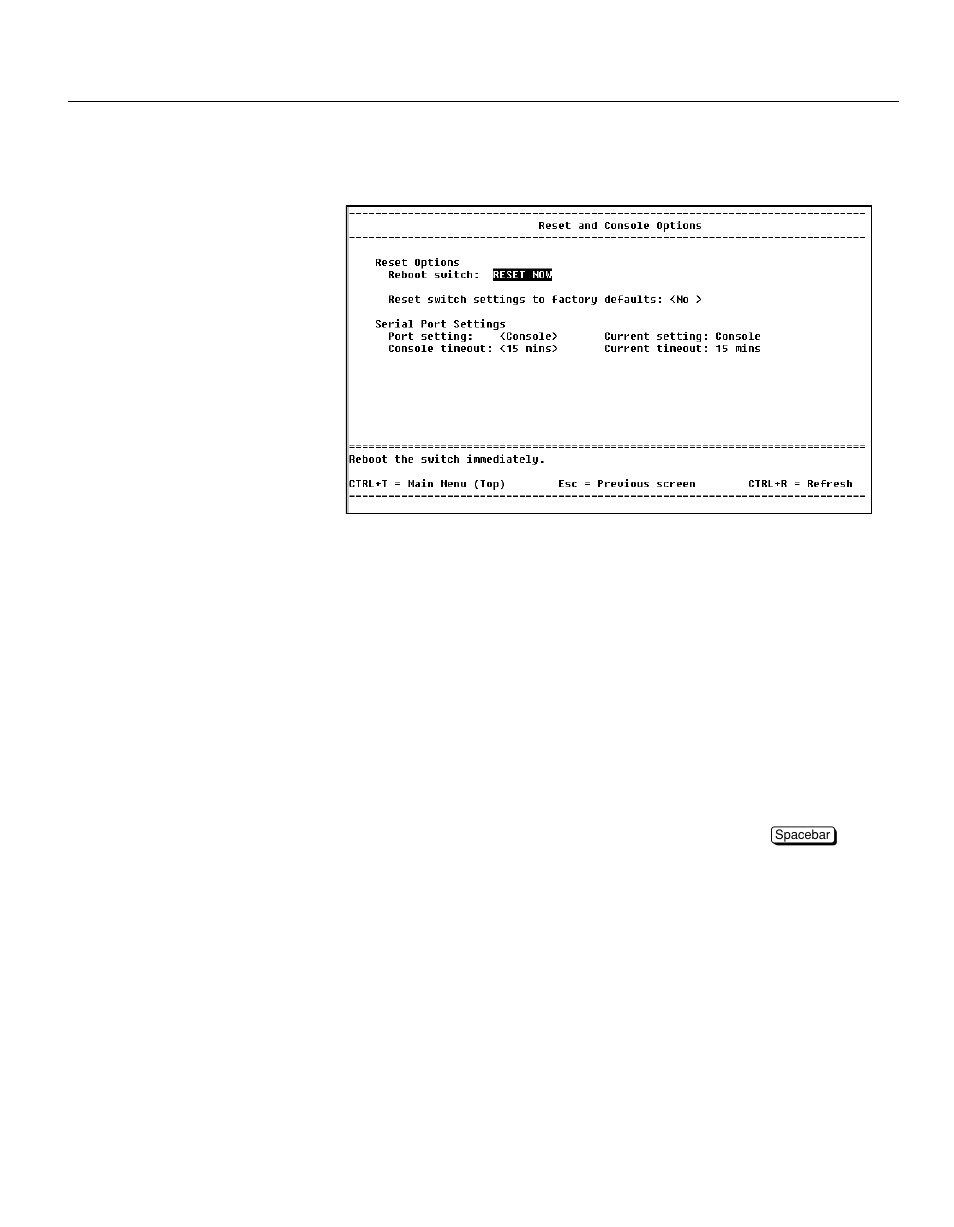 Reset and console options, Description | Intel NetStructure 470 User Manual | Page 88 / 155