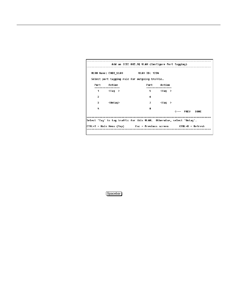 Add an ieee 802.1q vlan (configure port tagging), Description | Intel NetStructure 470 User Manual | Page 96 / 155