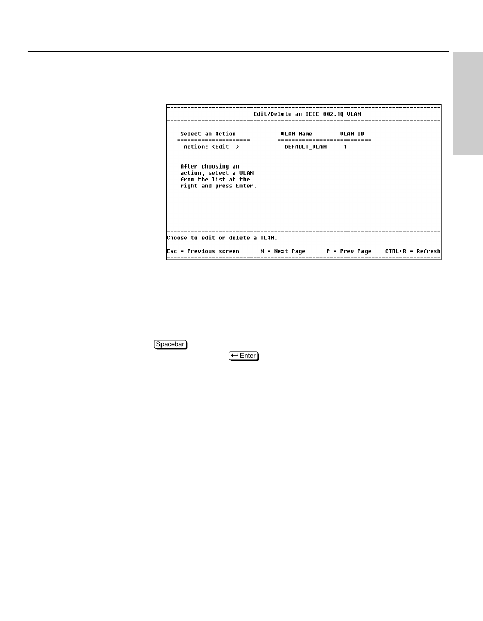 Edit/delete an 802.1q vlan, Description | Intel NetStructure 470 User Manual | Page 99 / 155