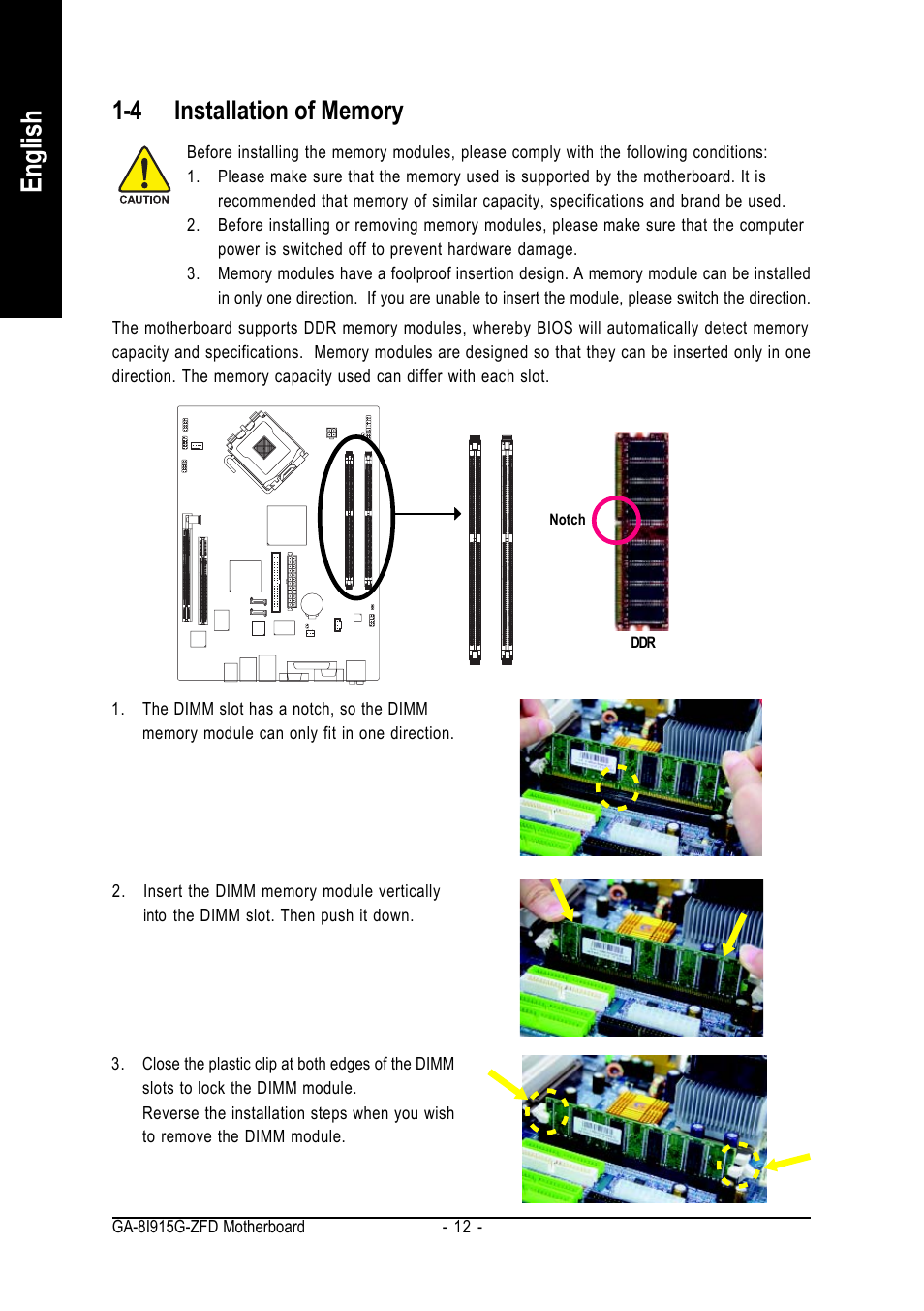 English | Intel GA-8I915G-ZFD User Manual | Page 12 / 72