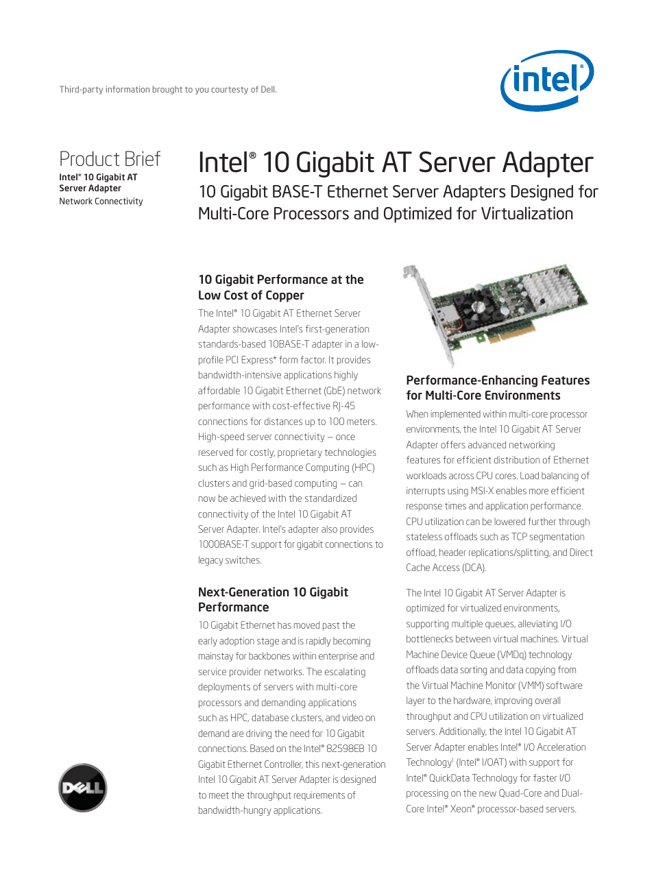 Intel 10 Gigabit AT Ethernet Server Adapter User Manual | 4 pages