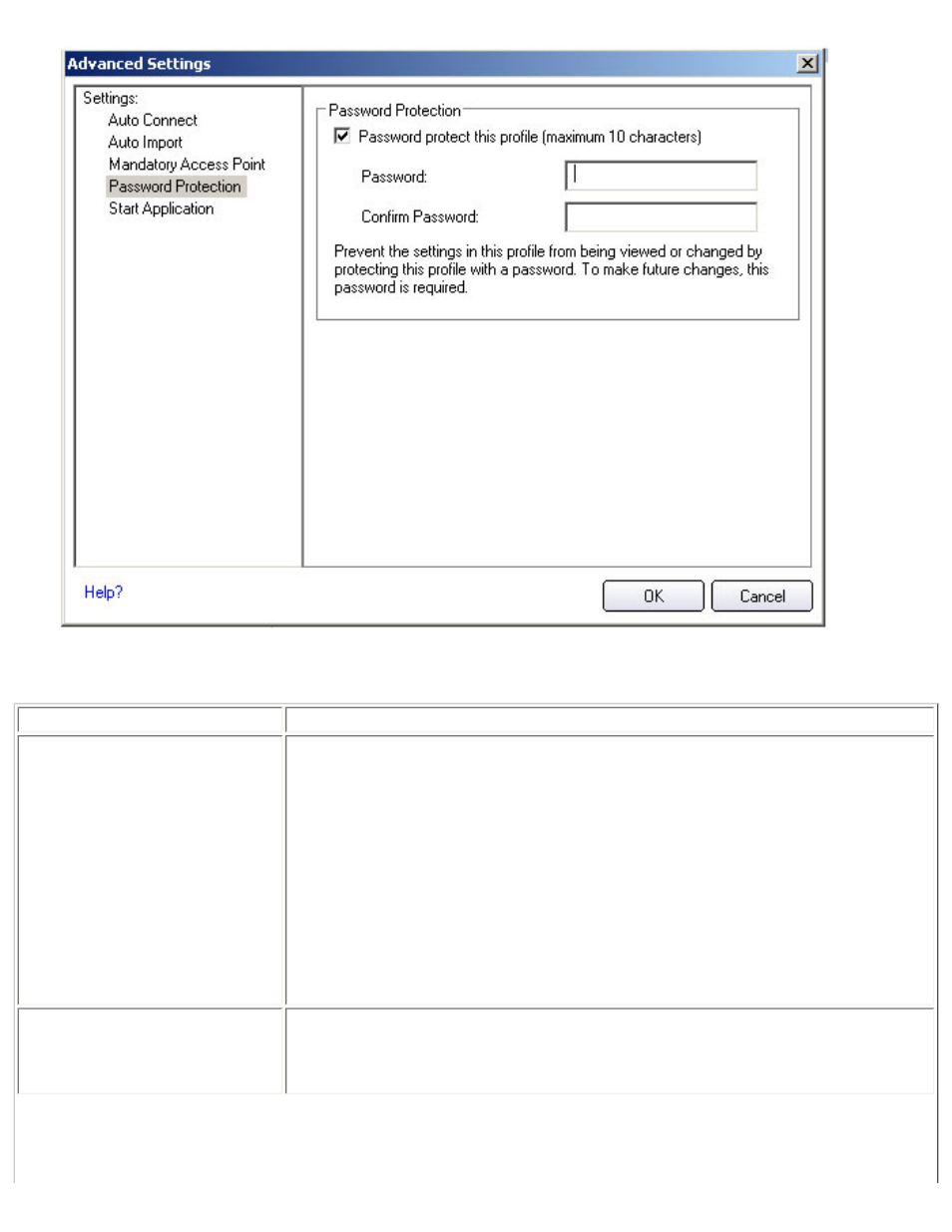Import and, Export profiles, For more information | Import and export profiles, Advanced settings, The advanced, Point). refer to, Advanced, For the following options, Auto-connect | Intel 3945ABG User Manual | Page 41 / 180
