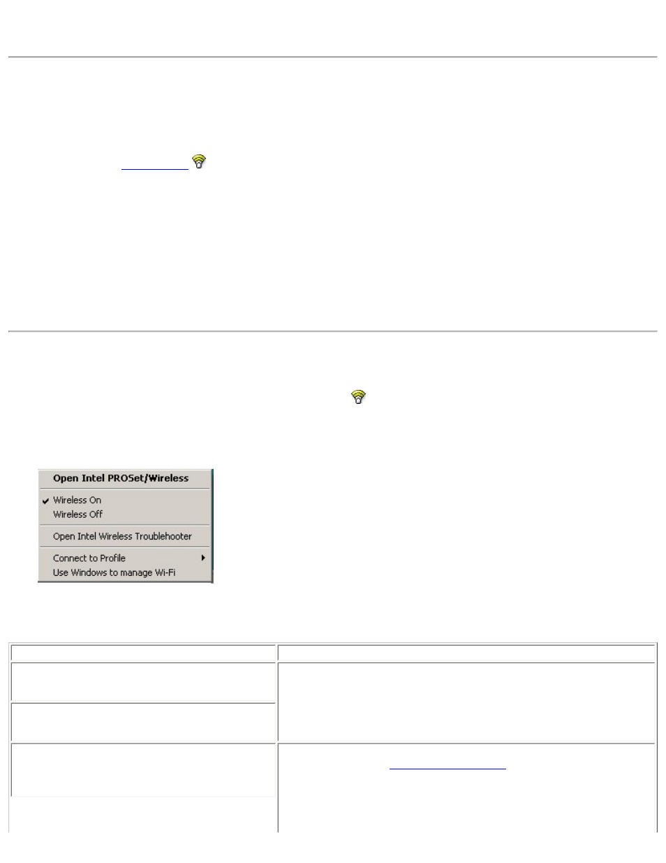 Start intel proset/wireless from the taskbar, Start intel proset/wireless, Taskbar menu options | Intel 3945ABG User Manual | Page 5 / 180