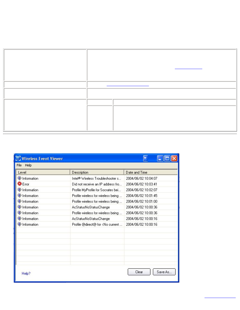 A displayed hyperlink. you can also launch, Wireless event viewer | Intel 3945ABG User Manual | Page 89 / 180