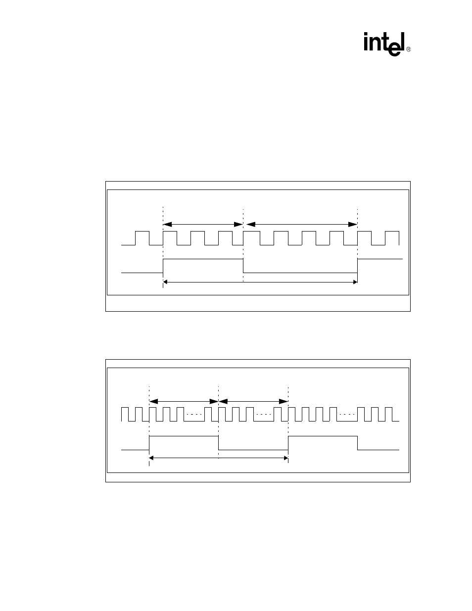 6 mdio ac timing specification, 1 mdc high-speed operation timing, Figure 41. mdc high-speed operation timing | 2 mdc low-speed operation timing, Figure 42. mdc low-speed operation timing, Mdio ac timing specification 7.6.1, Mdc high-speed operation timing, Mdc low-speed operation timing | Intel IXF1104 User Manual | Page 145 / 231