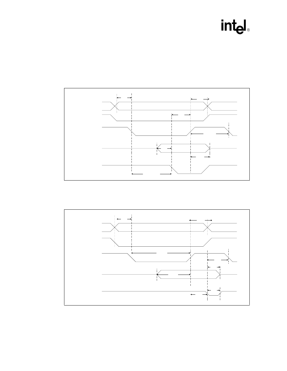 8 cpu ac timing specification, 1 cpu interface read cycle ac timing, Figure 47. cpu interface read cycle ac timing | 2 cpu interface write cycle ac timing, Figure 48. cpu interface write cycle ac timing, Cpu ac timing specification 7.8.1, Cpu interface read cycle ac timing, Cpu interface write cycle ac timing, Figure, Figure 48 “cpu interface write cycle | Intel IXF1104 User Manual | Page 149 / 231