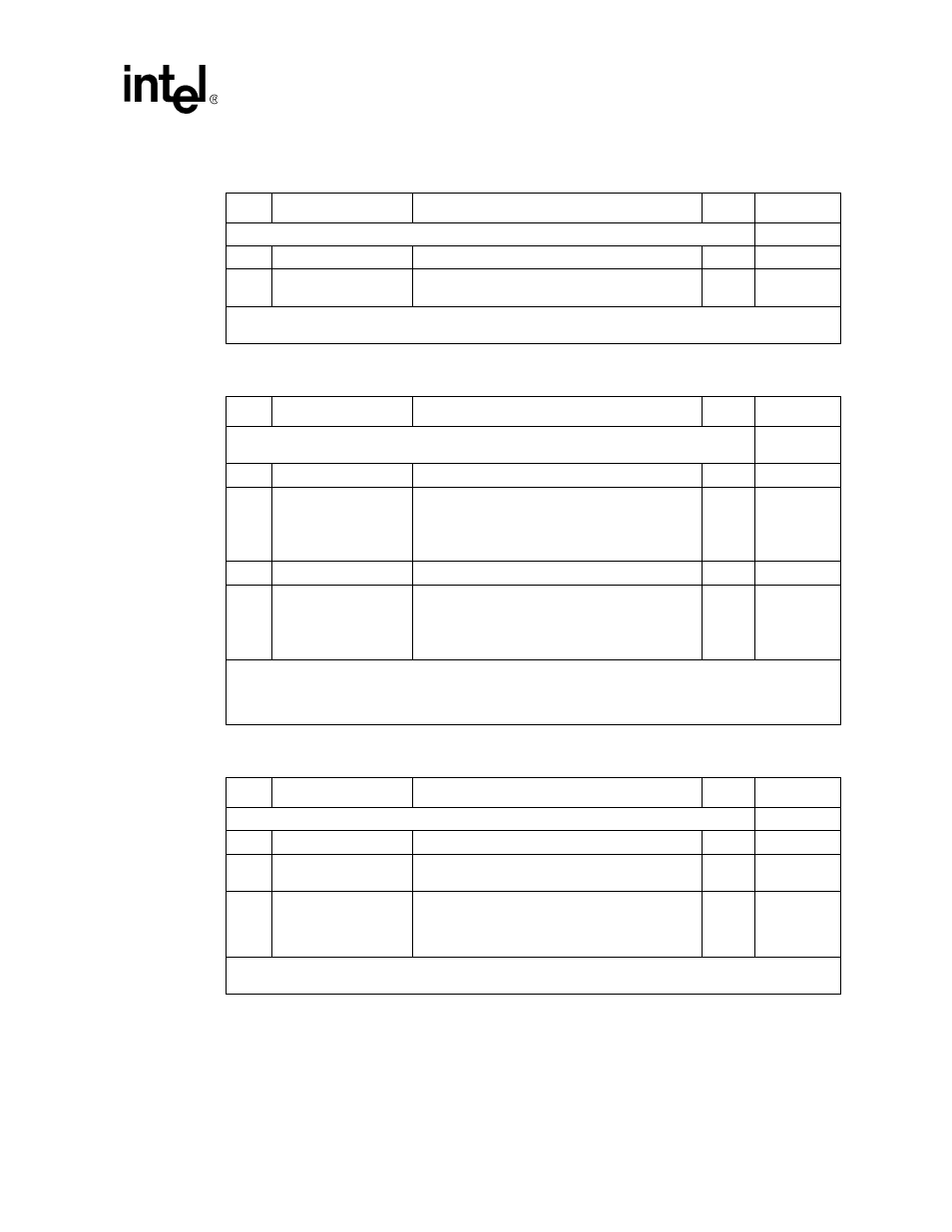 Table 107. mdio soft reset ($0x506), Table 108. cpu interface ($0x508), Table 109. led control ($0x509) | Table 109 “led control ($0x509)” on, Led control ($0x509), Led control, Cpu interface ($0x508), Mdio soft reset ($0x506) | Intel IXF1104 User Manual | Page 190 / 231