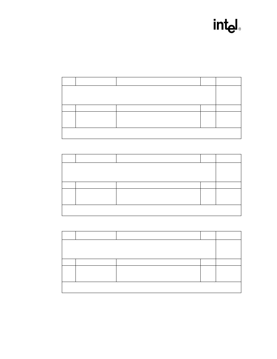 6 rx fifo register overview, Table 113. rx fifo high watermark port 0 ($0x580), Table 114. rx fifo high watermark port 1 ($0x581) | Table 115. rx fifo high watermark port 2 ($0x582), Rx fifo register overview, Rx fifo high watermark port 0 ($0x580), Rx fifo high watermark port 1 ($0x581), Rx fifo high watermark port 2 ($0x582) | Intel IXF1104 User Manual | Page 193 / 231