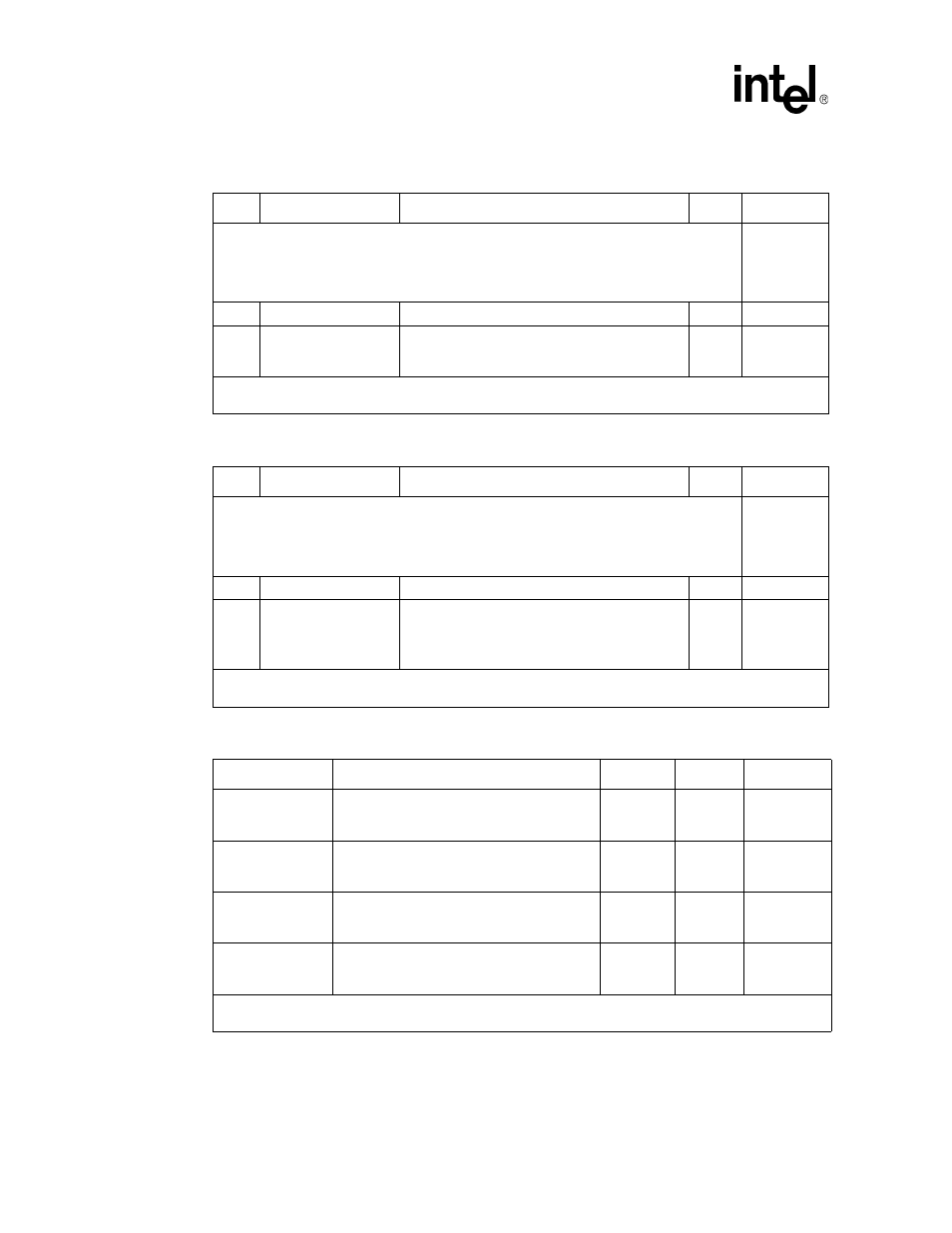 Table 119. rx fifo low watermark port 2 ($0x58c), Table 120. rx fifo low watermark port 3 ($0x58d), Rx fifo overflow frame drop counter ports | 0 - 3 ($0x594 – 0x597), Rx fifo low watermark port 2 ($0x58c), Rx fifo low watermark port 3 ($0x58d) | Intel IXF1104 User Manual | Page 195 / 231