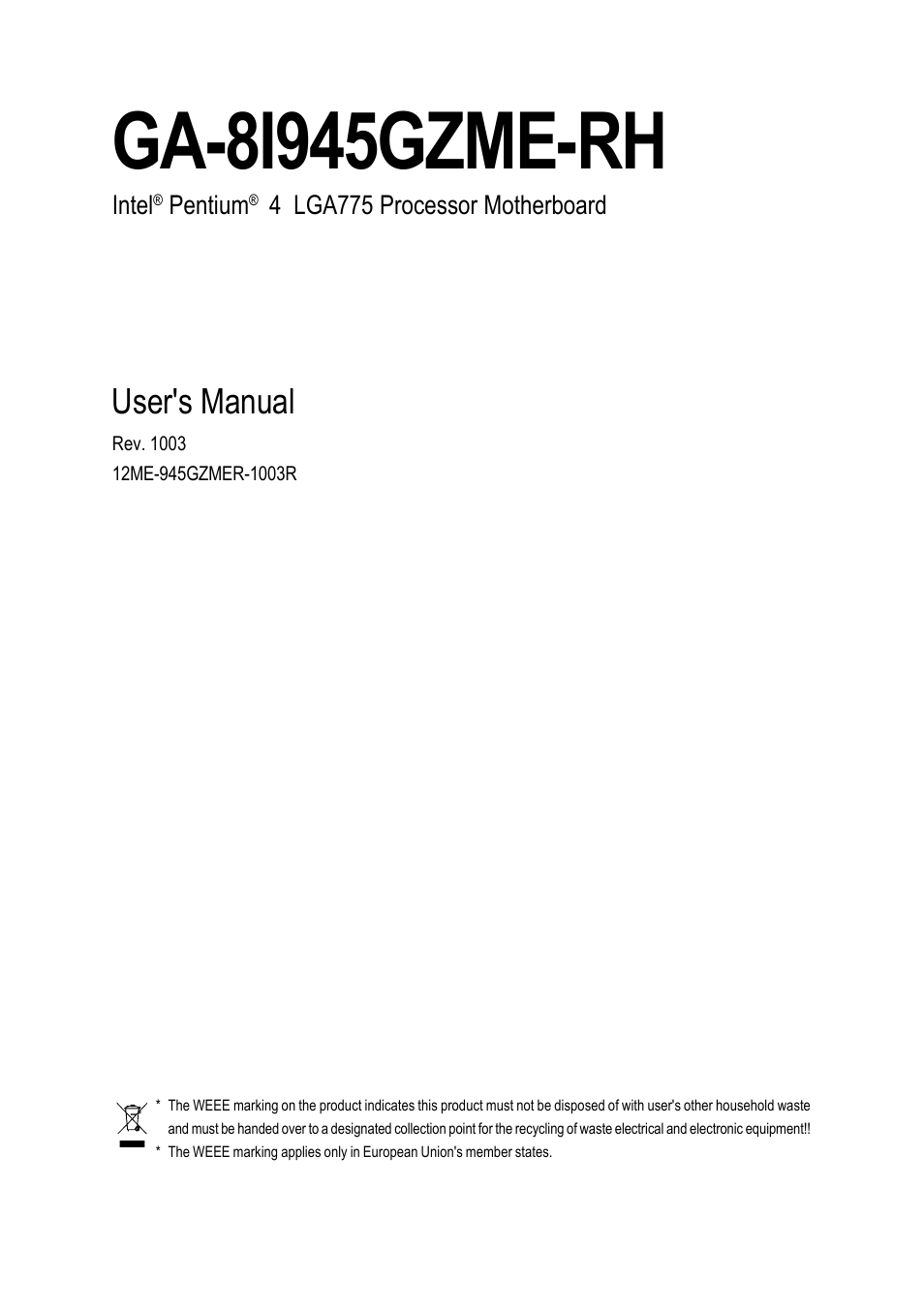 Intel GA-8I945GZME-RH User Manual | 80 pages