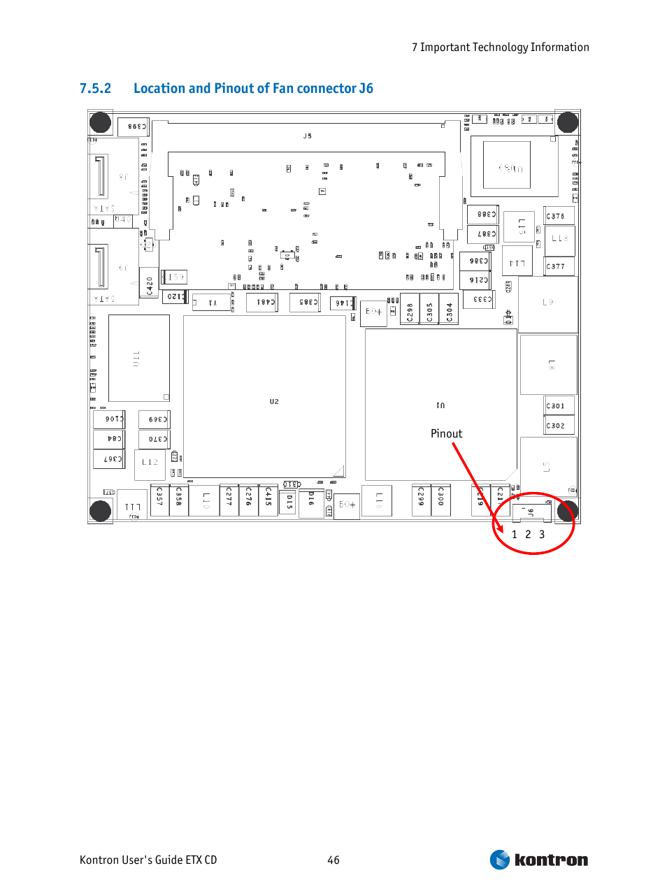 Location and pinout of fan connector j6 | Intel ETX CD User Manual | Page 46 / 91