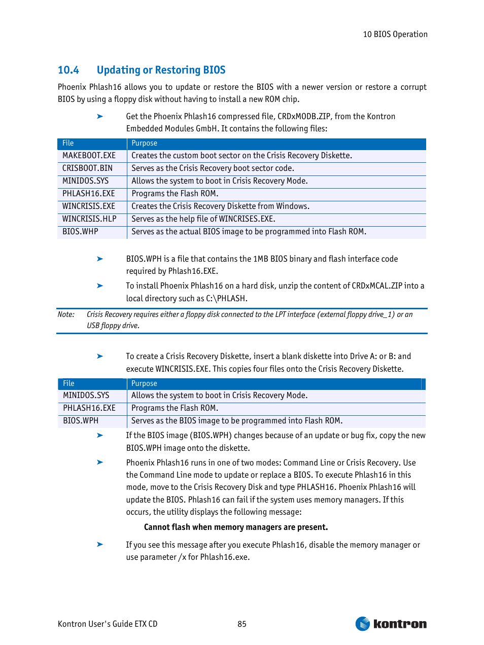 Updating or restoring bios, 4 updating or restoring bios | Intel ETX CD User Manual | Page 85 / 91