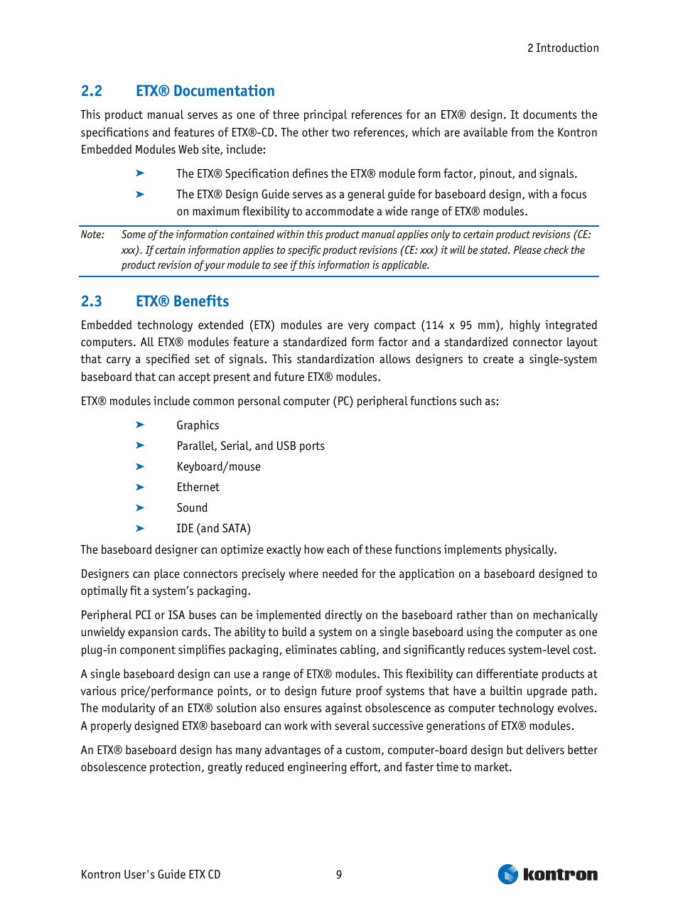 Etx® documentation, Etx® benefits, 2 etx® documentation | 3 etx® benefits | Intel ETX CD User Manual | Page 9 / 91