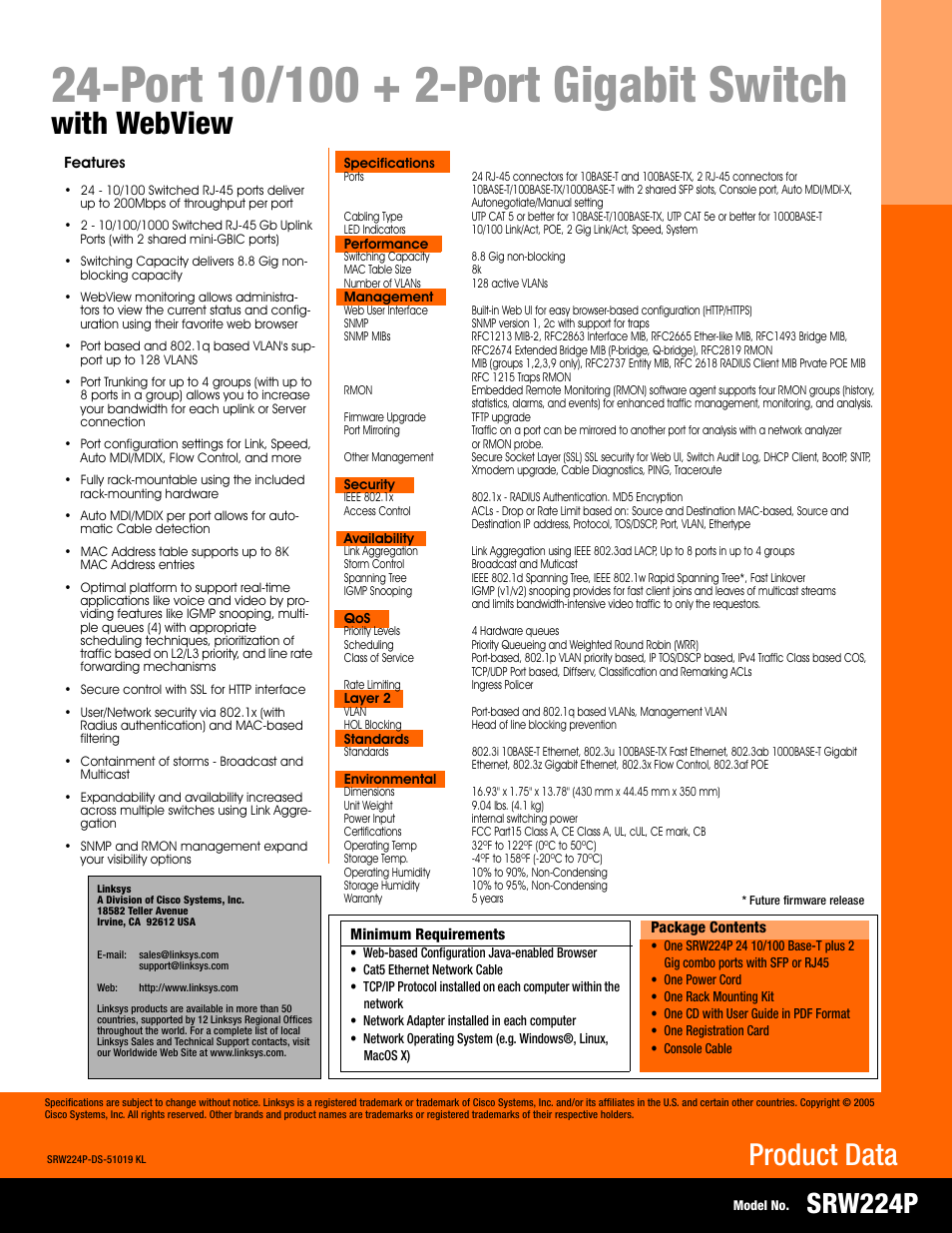 With webview, Product data, Srw224p | Intel SRW224P User Manual | Page 2 / 2