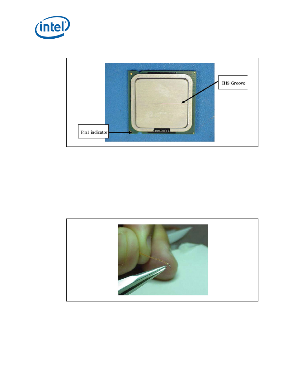4 thermocouple conditioning and preparation, Figure 8. bending tip of thermocouple, 5 thermocouple attachment to ihs | Thermocouple conditioning and preparation, Thermocouple attachment to ihs, Bending tip of thermocouple | Intel WiFi Link 5100 User Manual | Page 18 / 40