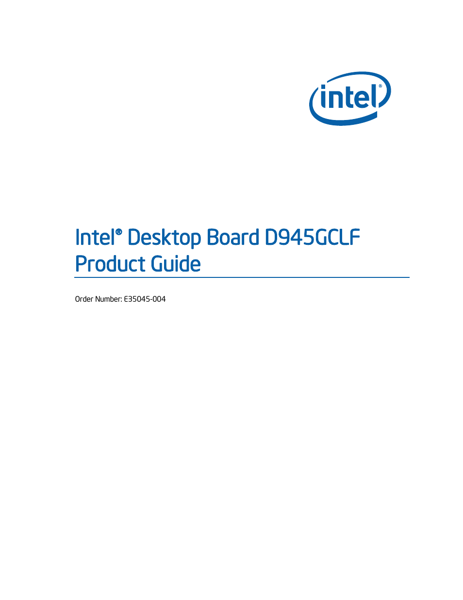 Intel D945GCLF User Manual | 56 pages