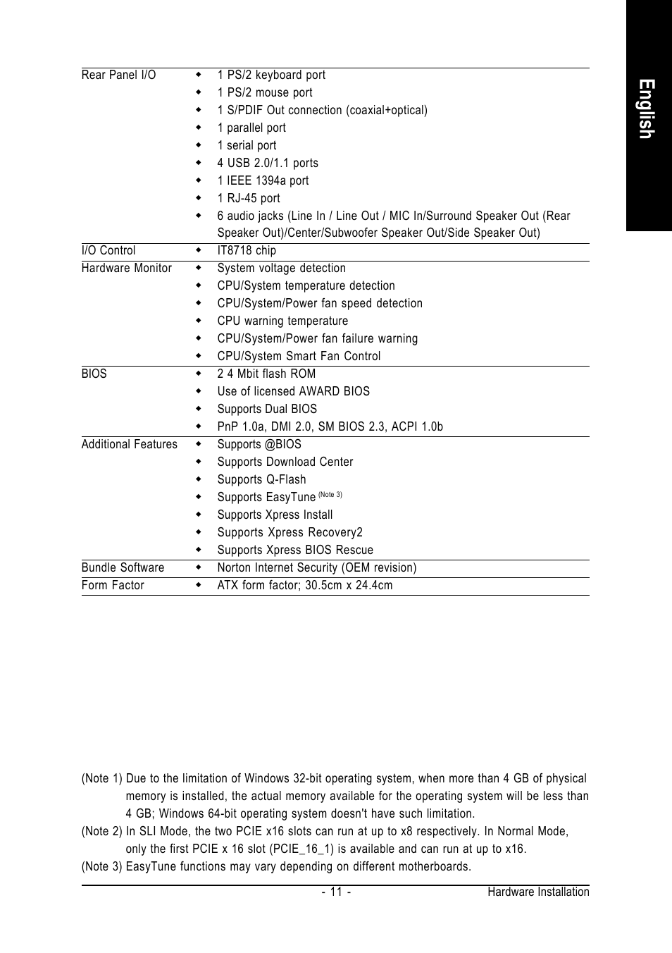 English | Intel GA-N650SLI-DS4 User Manual | Page 11 / 88