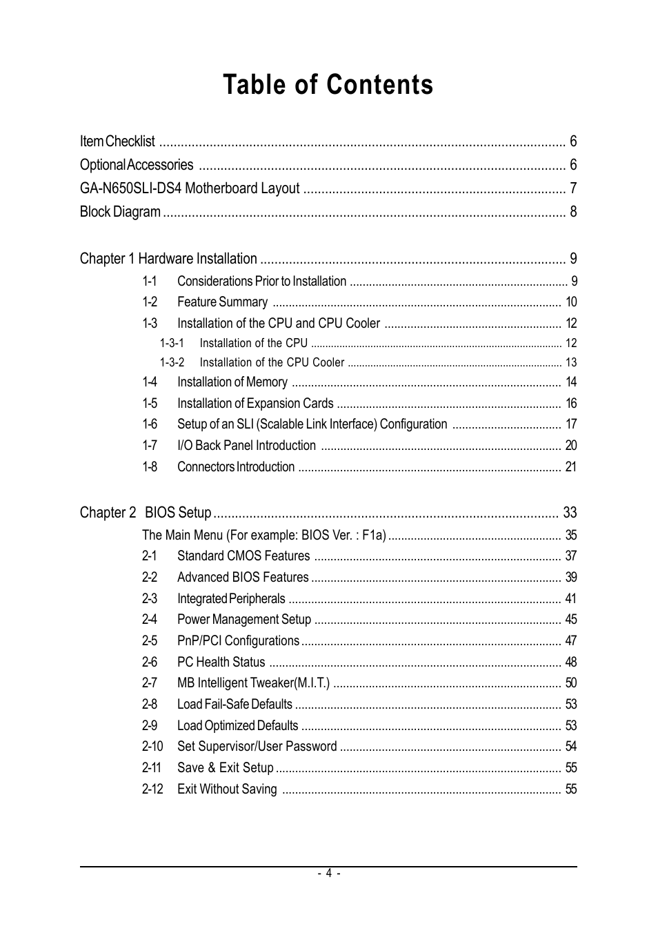 Intel GA-N650SLI-DS4 User Manual | Page 4 / 88