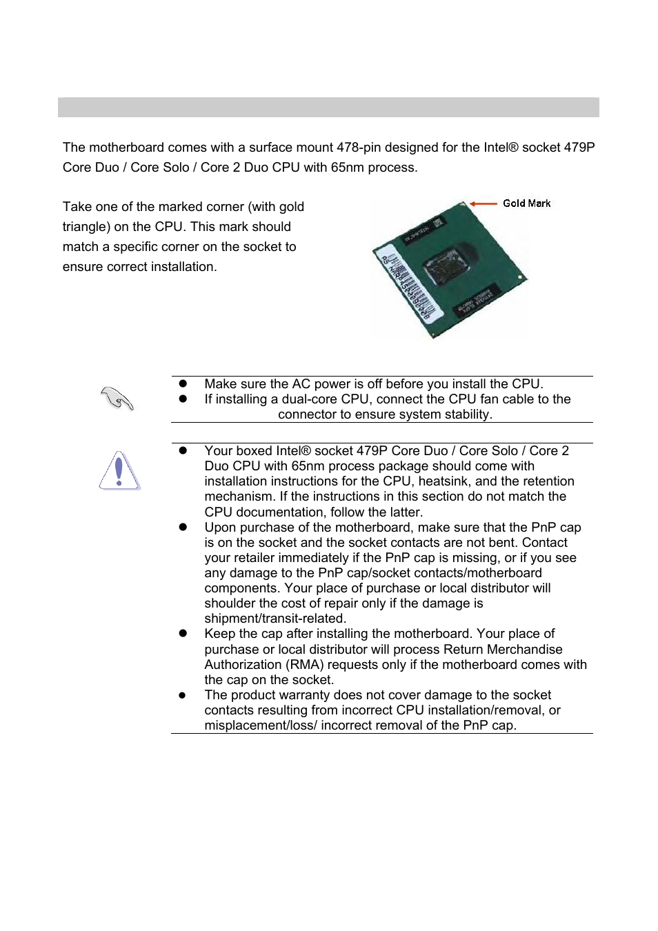 4 central processing unit (cpu), Central processing unit (cpu) | Intel EMX-965GME User Manual | Page 17 / 43