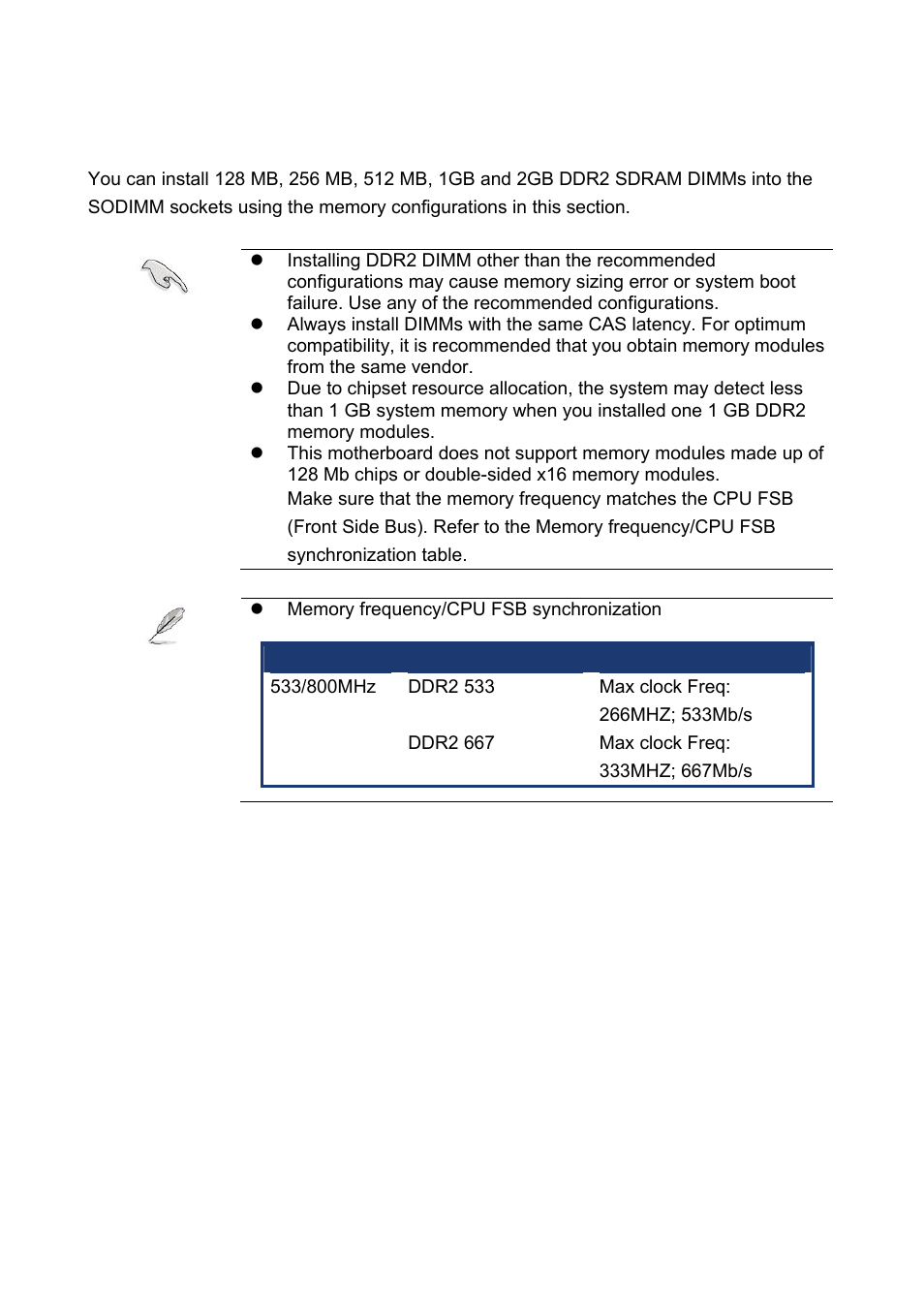 2 memory configurations, Memory configurations | Intel EMX-965GME User Manual | Page 24 / 43