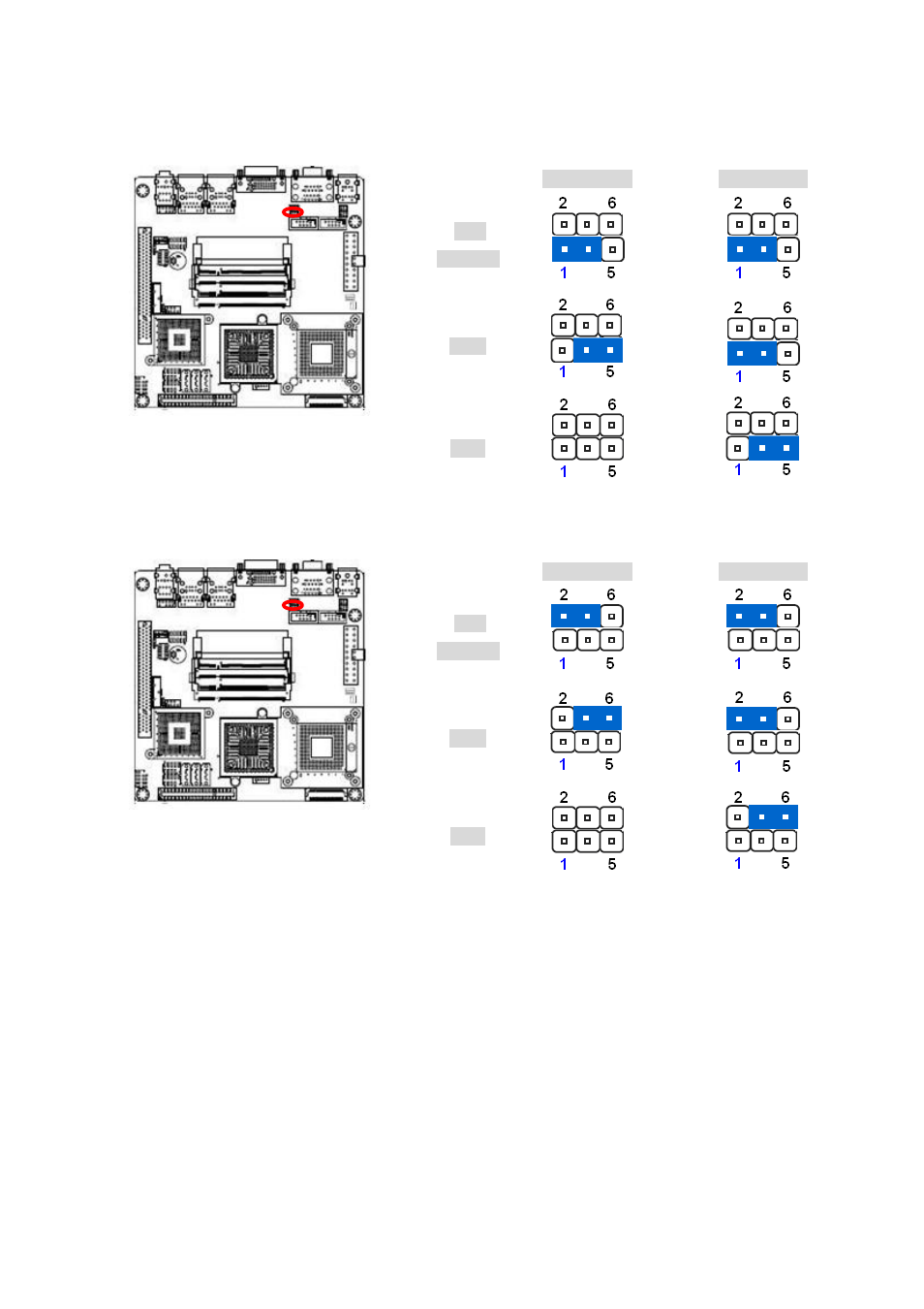 2 com1 ri/+5v/+12v selection (jcompwr1, jcompwr2), 3 com2 ri/+5v/+12v selection (jcompwr1, jcompwr2), Com1 ri/+5v/+12v selection (jcompwr1, jcompwr2) | Com2 ri/+5v/+12v selection (jcompwr1, jcompwr2) | Intel EMX-965GME User Manual | Page 30 / 43