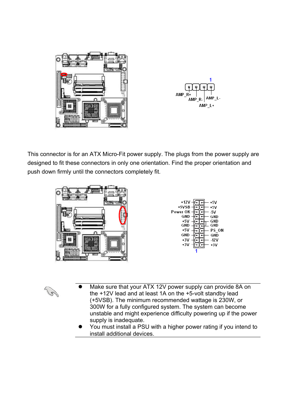 2 amplifier connector (ampj1), 3 atx power connector (atxpwr1), Amplifier connector (ampj1) | Atx power connector (atxpwr1) | Intel EMX-965GME User Manual | Page 35 / 43