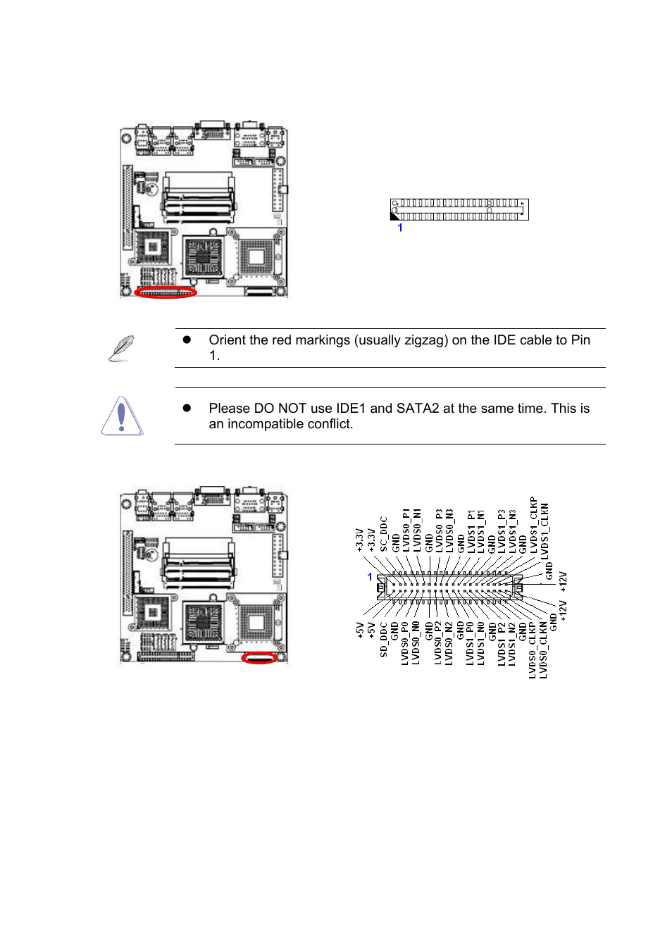 9 primary ide connector (ide1), 10 lvds connector (jlvds1), Primary ide connector (ide1) | Lvds connector (jlvds1) | Intel EMX-965GME User Manual | Page 39 / 43