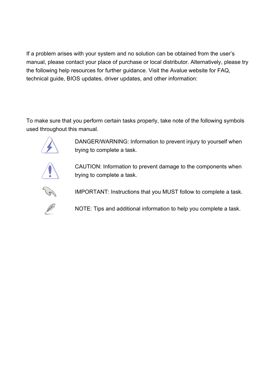 Technical support conventions used in this guide, Technical support, Conventions used in this guide | Intel EMX-965GME User Manual | Page 5 / 43