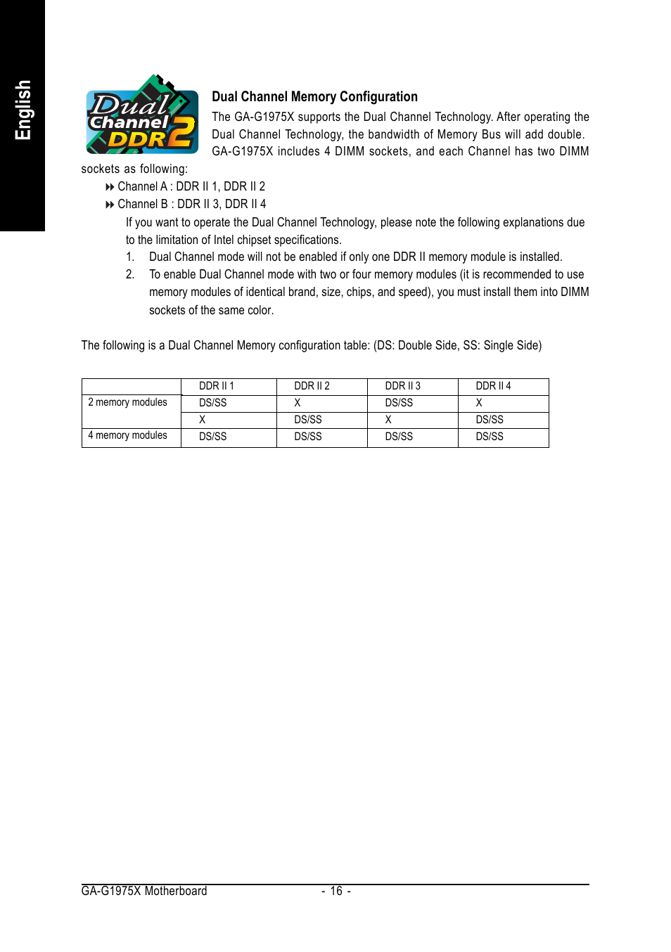 English | Intel GA-G1975X User Manual | Page 16 / 112