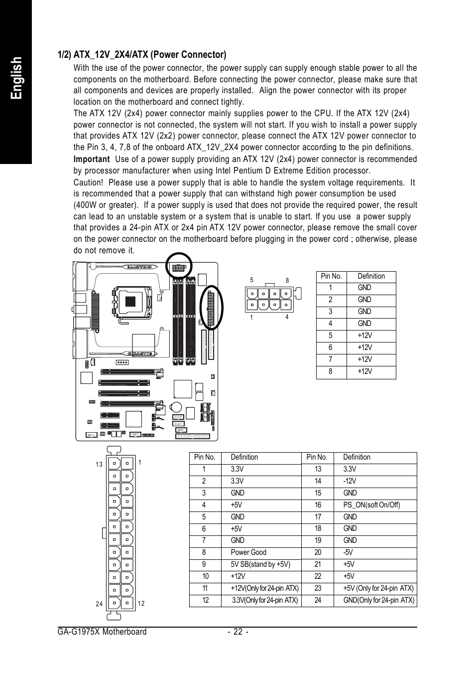 Englis h | Intel GA-G1975X User Manual | Page 22 / 112