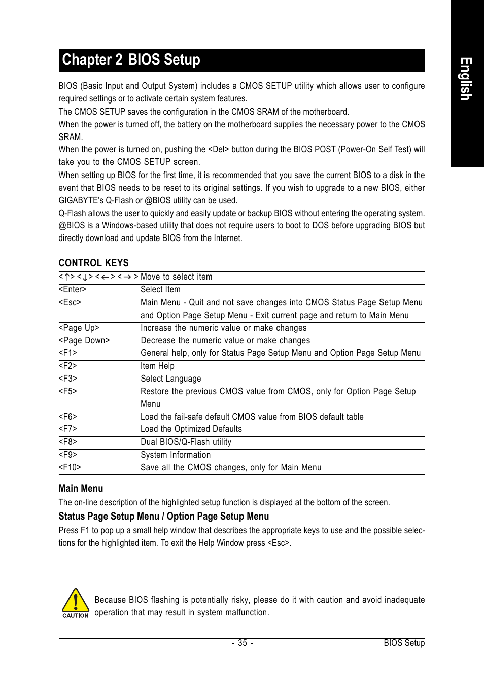 Chapter 2 bios setup, English | Intel GA-G1975X User Manual | Page 35 / 112