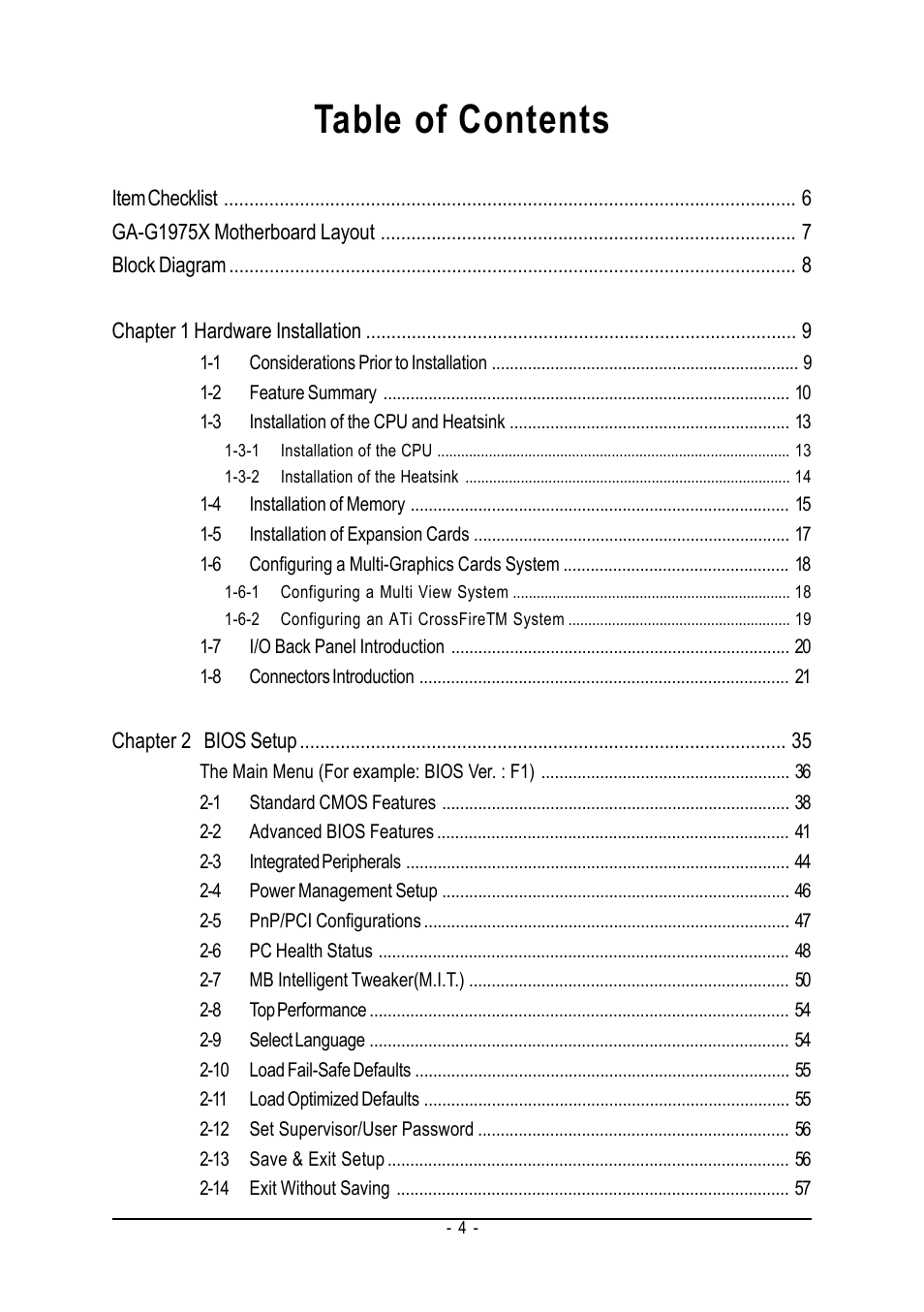 Intel GA-G1975X User Manual | Page 4 / 112
