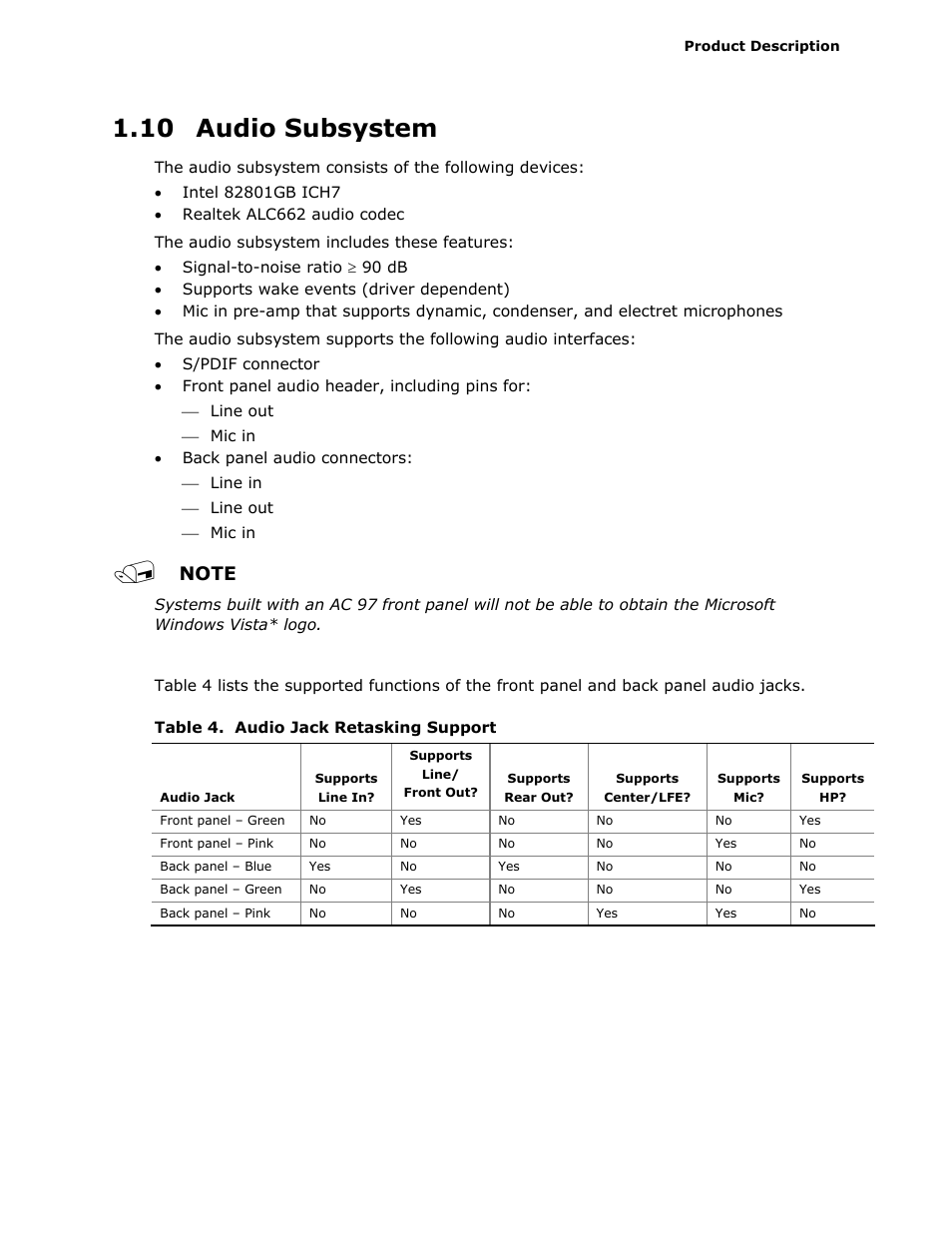 10 audio subsystem | Intel D945GCLF2 User Manual | Page 23 / 86