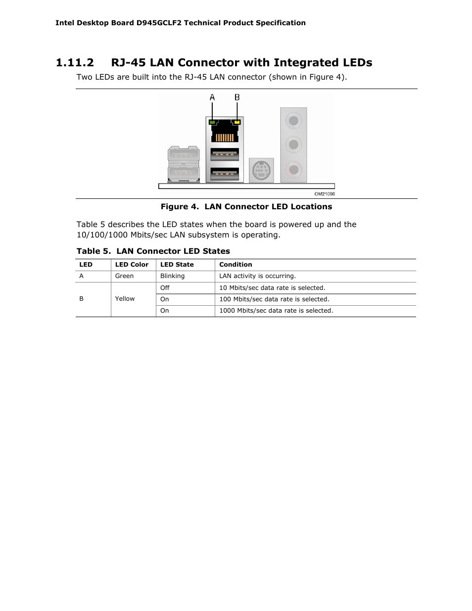 2 rj-45 lan connector with integrated leds | Intel D945GCLF2 User Manual | Page 26 / 86