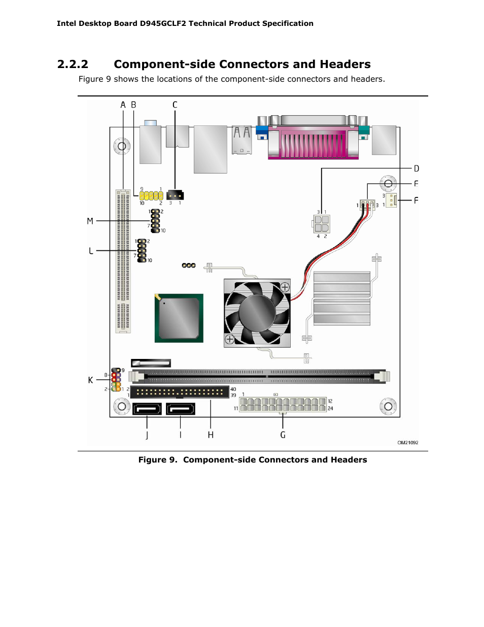 2 component-side connectors and headers | Intel D945GCLF2 User Manual | Page 42 / 86