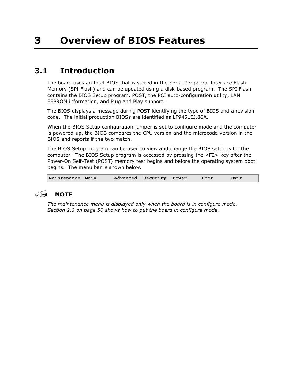 3 overview of bios features, 1 introduction, 3overview of bios features | Intel D945GCLF2 User Manual | Page 57 / 86