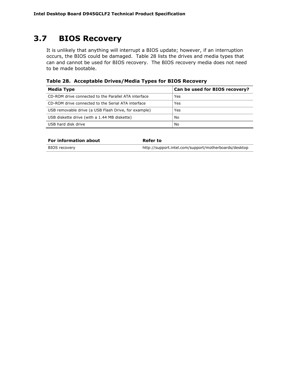 7 bios recovery | Intel D945GCLF2 User Manual | Page 62 / 86