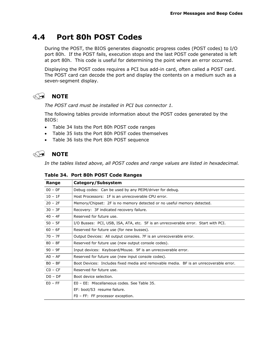 4 port 80h post codes | Intel D945GCLF2 User Manual | Page 69 / 86