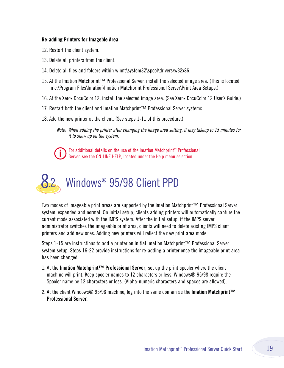 Windows, 95/98 client ppd | Imation P BASS JR 134000 User Manual | Page 19 / 28